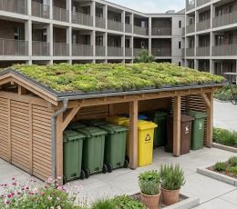 altana śmietnikowa z dachem zielonym